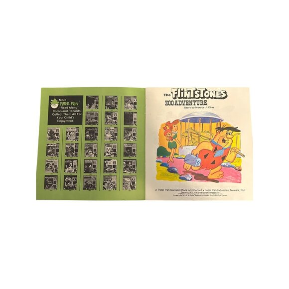 The Flintstones Zoo Adventure 45 RPM Book & Record Read along Peter Pan records - Picture 2 of 4